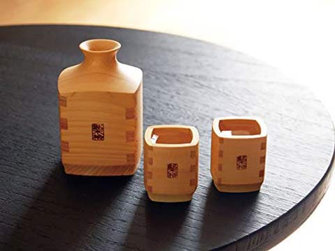 国産ヒノキ 匠・角ぐいのみセット
