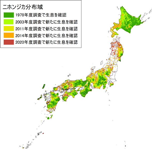 ニホンジカの分布域